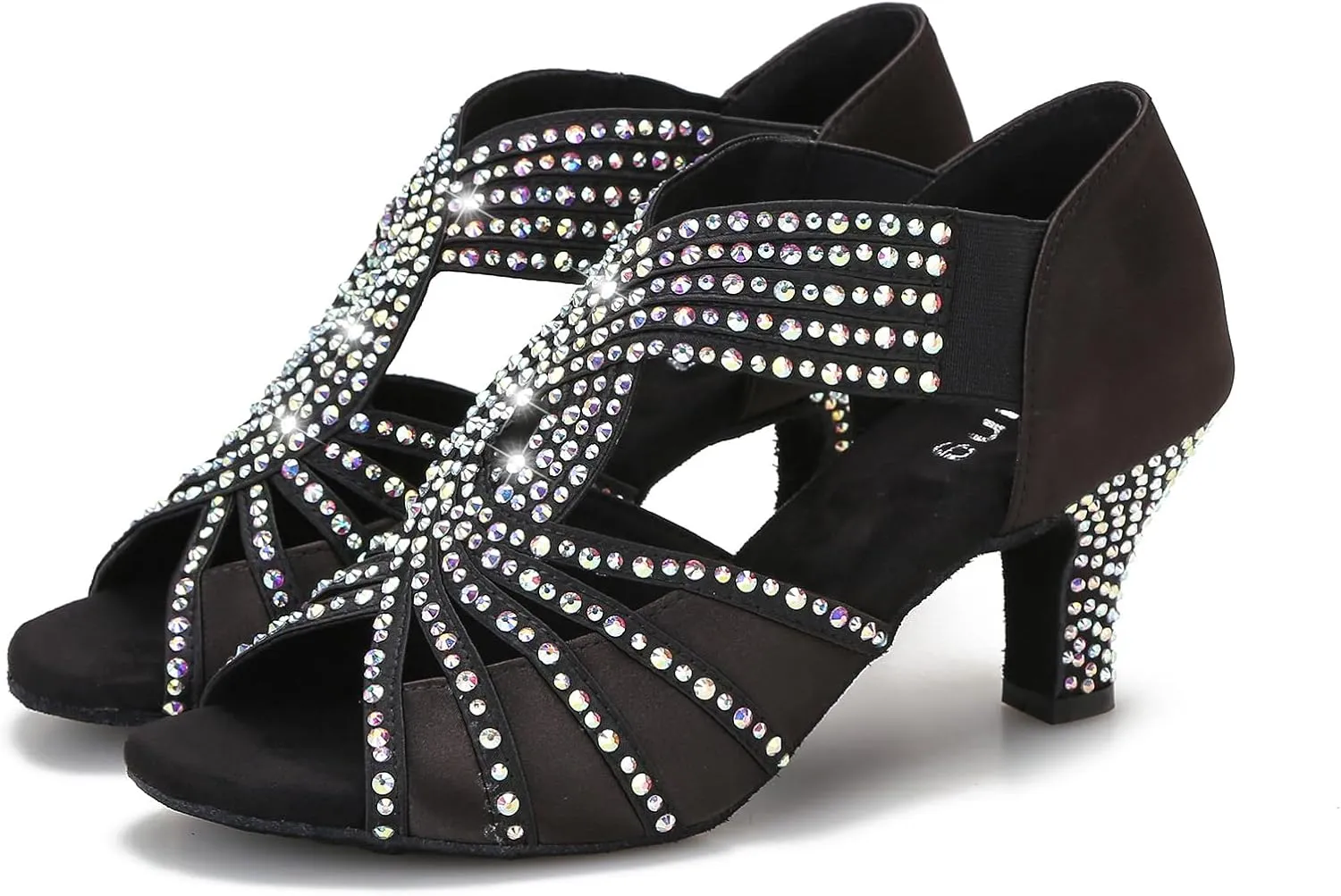 Rhinestones Ballroom Dance Shoes Women Latin Salsa Practice Wedding Indoor Crystal Shoes 2.5in Heels YT06