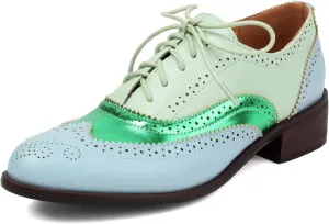 Scaoruki Leisure Oxford Shoes Women Two Tone Wingtip Brogue Shoes