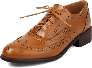 Scaoruki Leisure Oxford Shoes Women Two Tone Wingtip Brogue Shoes