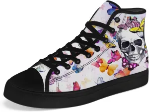 Skull High Tops for Men Women Butterfly Skull High Top Canvas Sneakers Lace Up Casual Shoes Gifts for Boyfriend Girlfriend