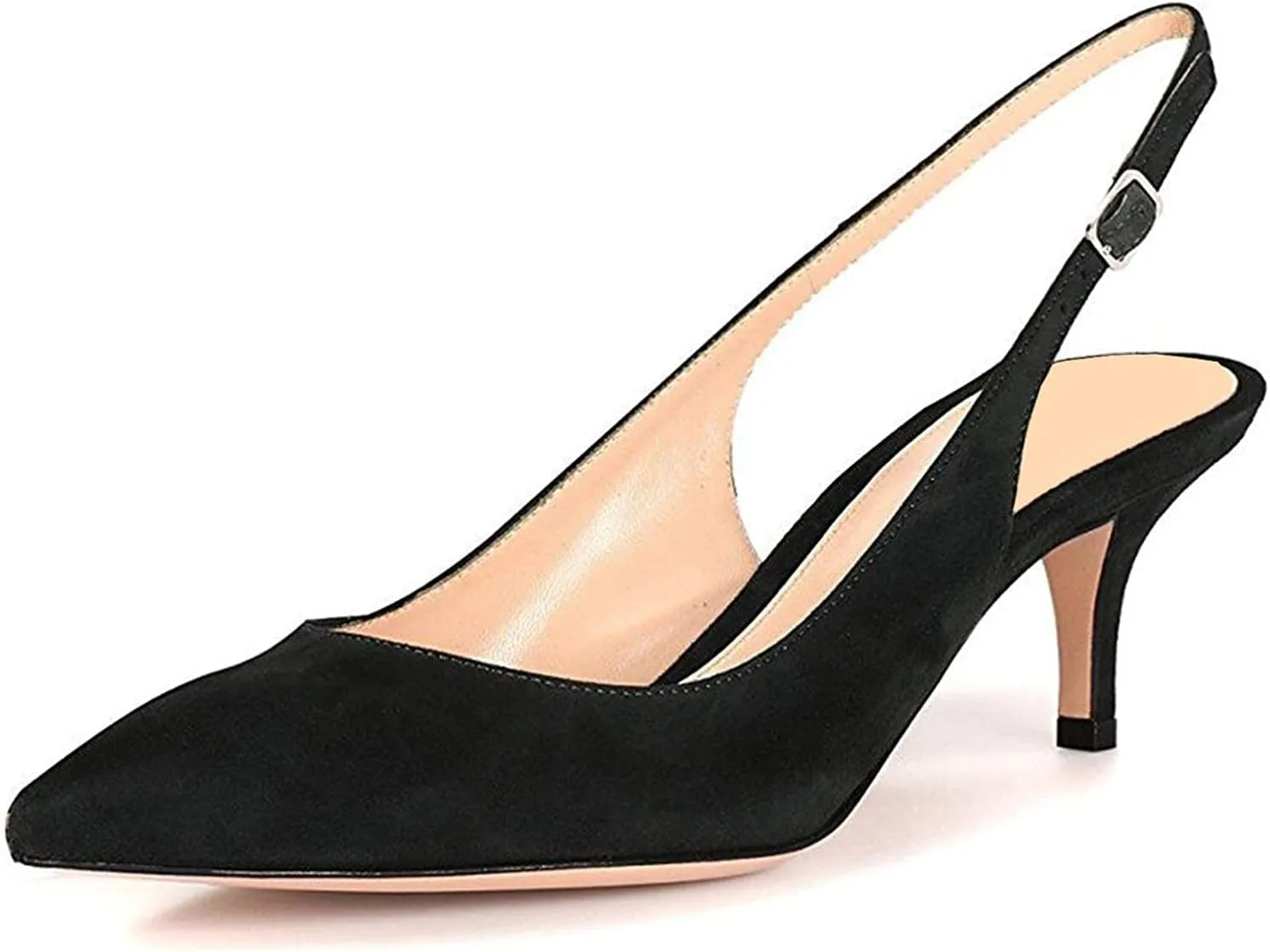 Slingback Pumps, Women's Pointed Toe Low Heel Sandals Slingback Strap Kitten Heel Pumps Evening Party Wedding Shoes