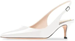 Slingback Pumps, Women's Pointed Toe Low Heel Sandals Slingback Strap Kitten Heel Pumps Evening Party Wedding Shoes