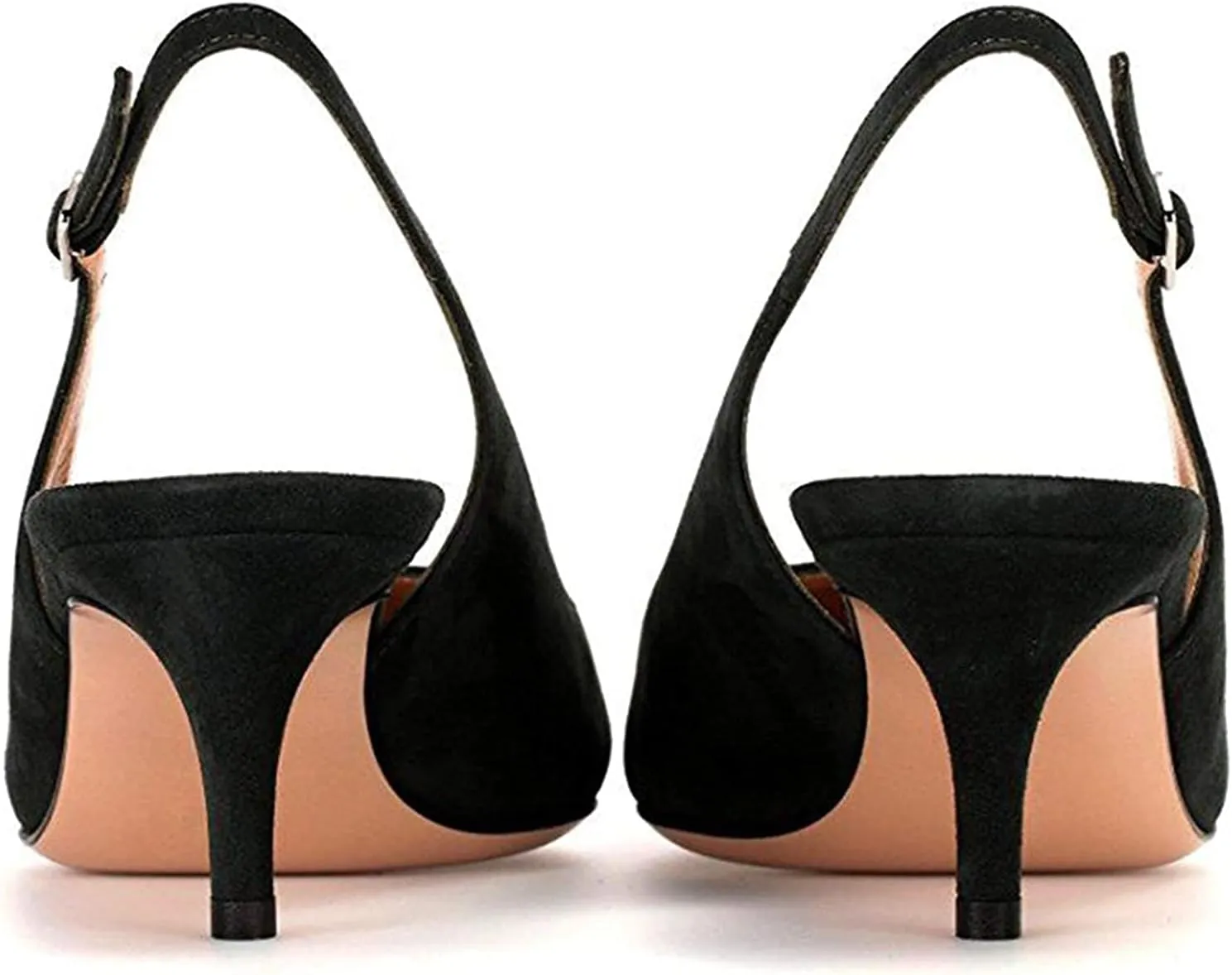 Slingback Pumps, Women's Pointed Toe Low Heel Sandals Slingback Strap Kitten Heel Pumps Evening Party Wedding Shoes