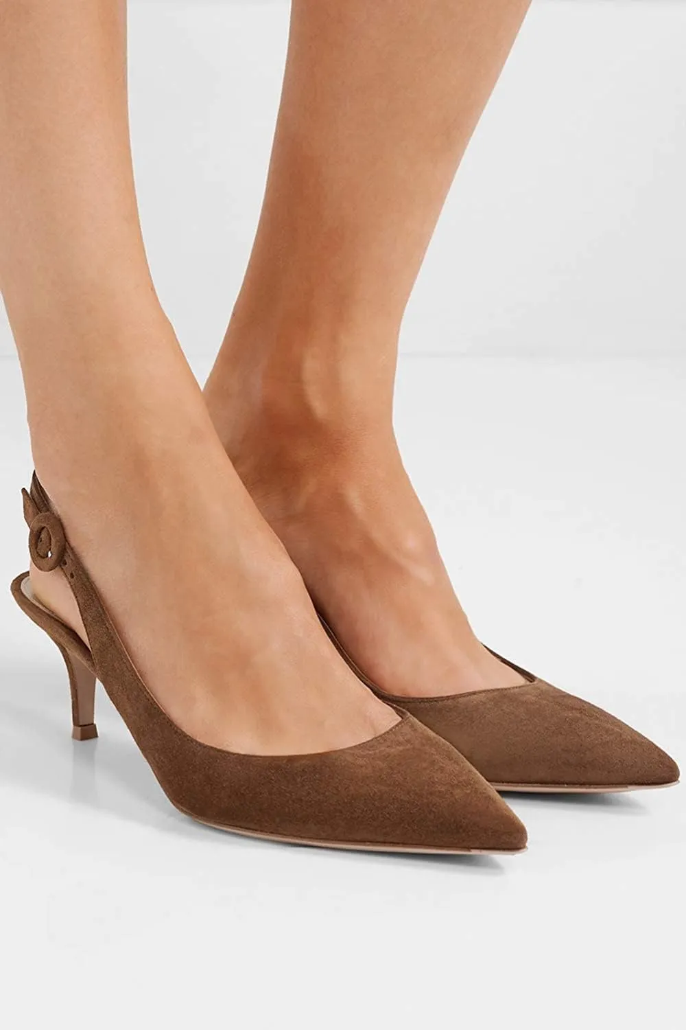 Slingback Pumps, Women's Pointed Toe Low Heel Sandals Slingback Strap Kitten Heel Pumps Evening Party Wedding Shoes