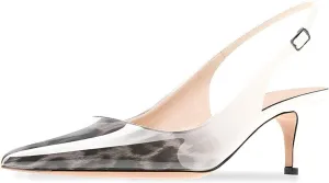 Slingback Pumps, Women's Pointed Toe Low Heel Sandals Slingback Strap Kitten Heel Pumps Evening Party Wedding Shoes