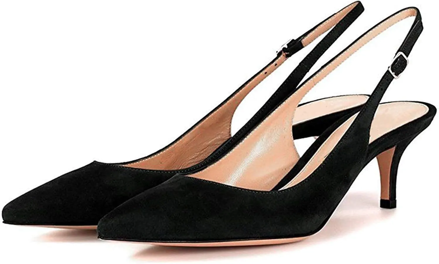 Slingback Pumps, Women's Pointed Toe Low Heel Sandals Slingback Strap Kitten Heel Pumps Evening Party Wedding Shoes