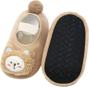 Sock Shoes Toddler Children Toddler Shoes Autumn and Winter Boys and Girls Floor Socks Non Slip Plush Black Shoes