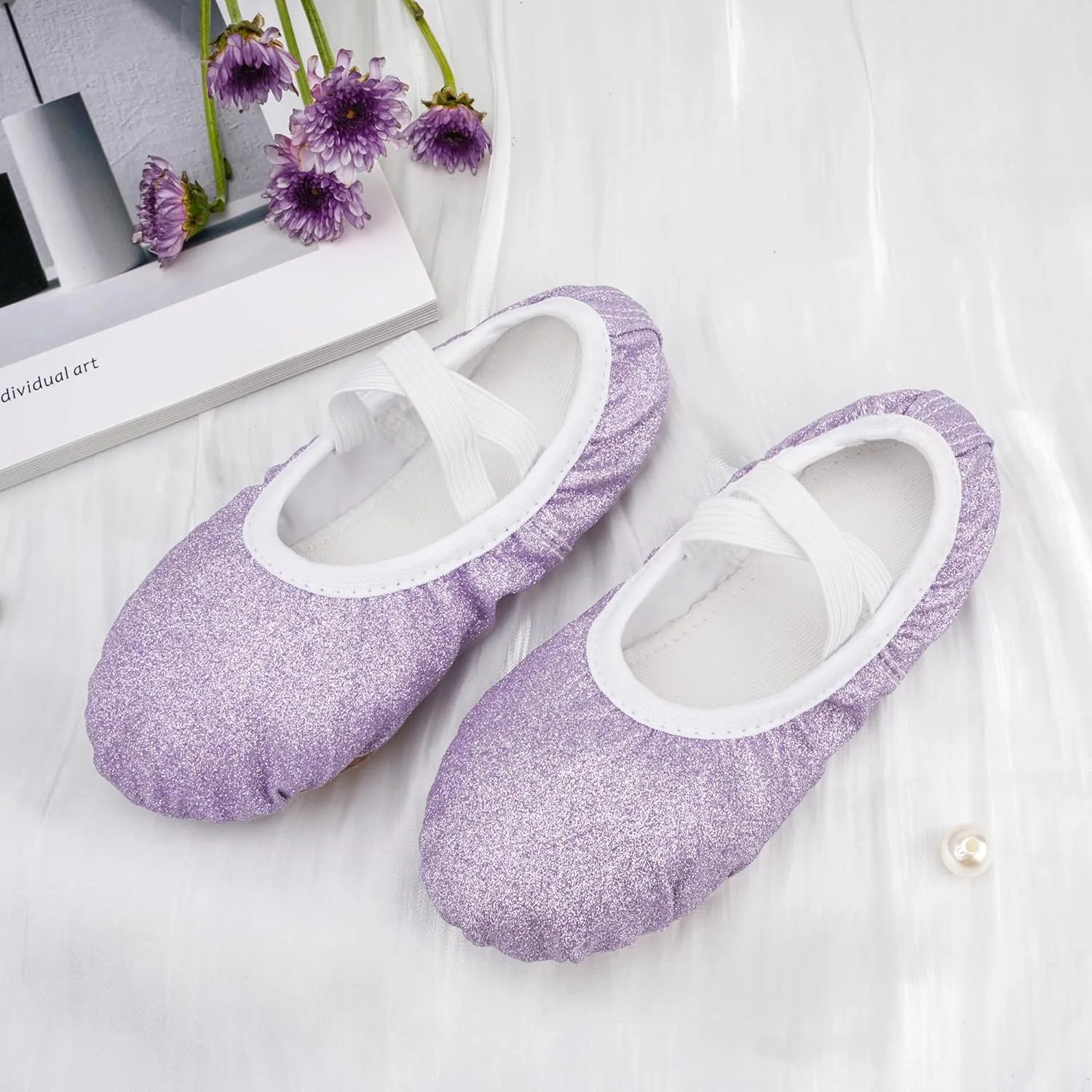 Stelle Ballet Shoes for Girls Glitter | Metallic Faux Leather Ballet Slippers Dance Shoes for Toddler/Little/Big Kids