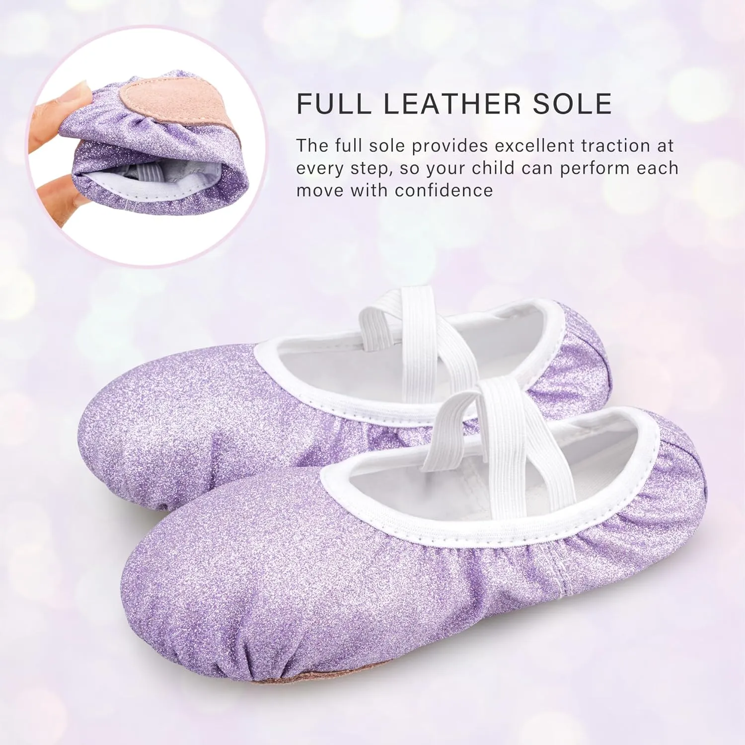 Stelle Ballet Shoes for Girls Glitter | Metallic Faux Leather Ballet Slippers Dance Shoes for Toddler/Little/Big Kids