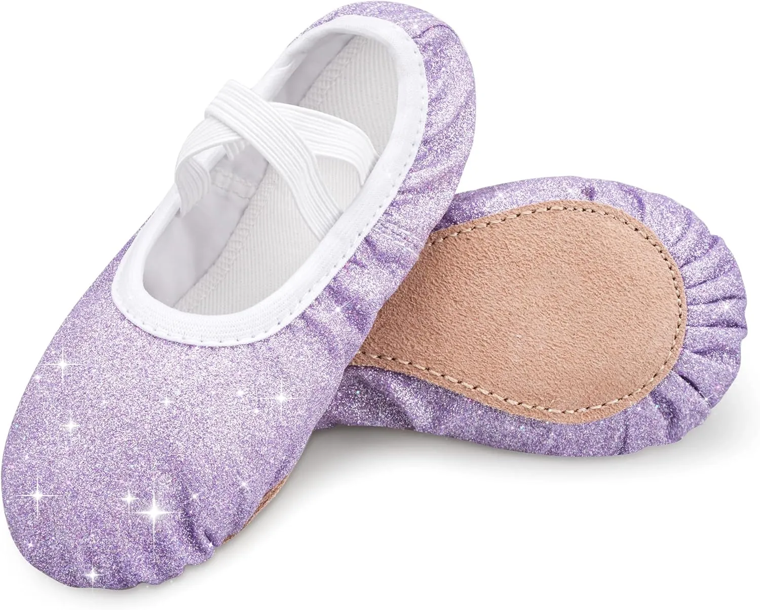 Stelle Ballet Shoes for Girls Glitter | Metallic Faux Leather Ballet Slippers Dance Shoes for Toddler/Little/Big Kids