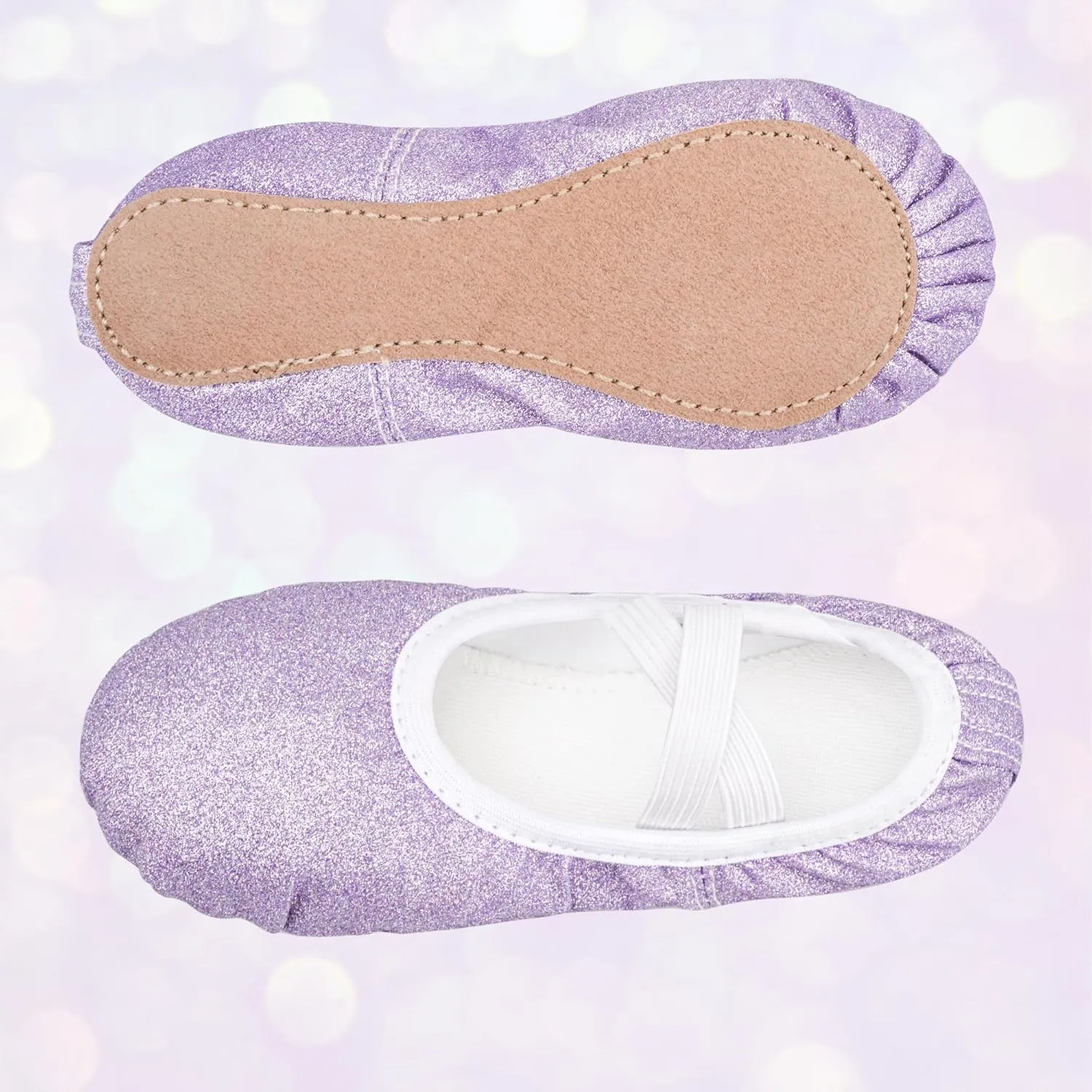 Stelle Ballet Shoes for Girls Glitter | Metallic Faux Leather Ballet Slippers Dance Shoes for Toddler/Little/Big Kids