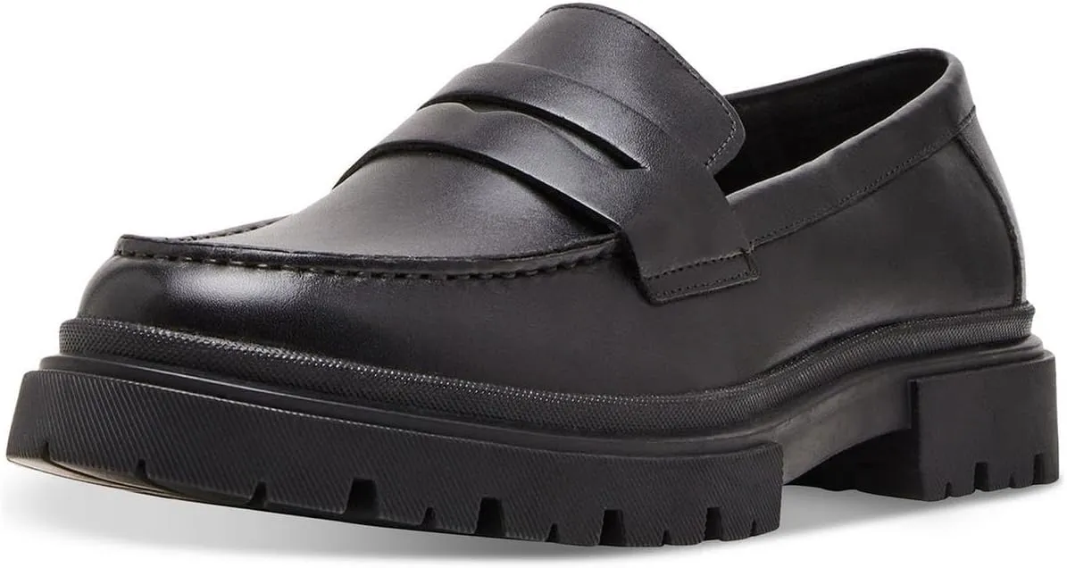 Steve Madden Womens AKKRON Laceless Faux Leather Loafers