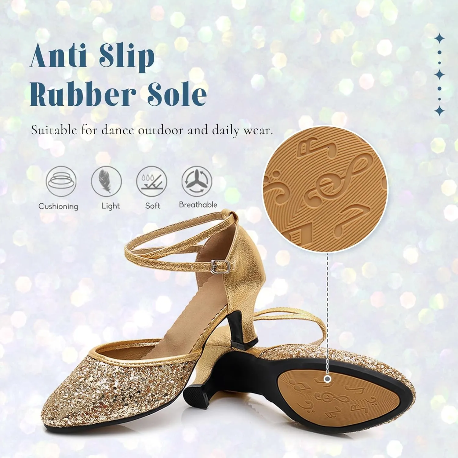 SWDZM Womens Glitter Ballroom Dance Shoes Latin Salsa Tango Dancing Heels Closed Toe Party Performance Wedding Shoes