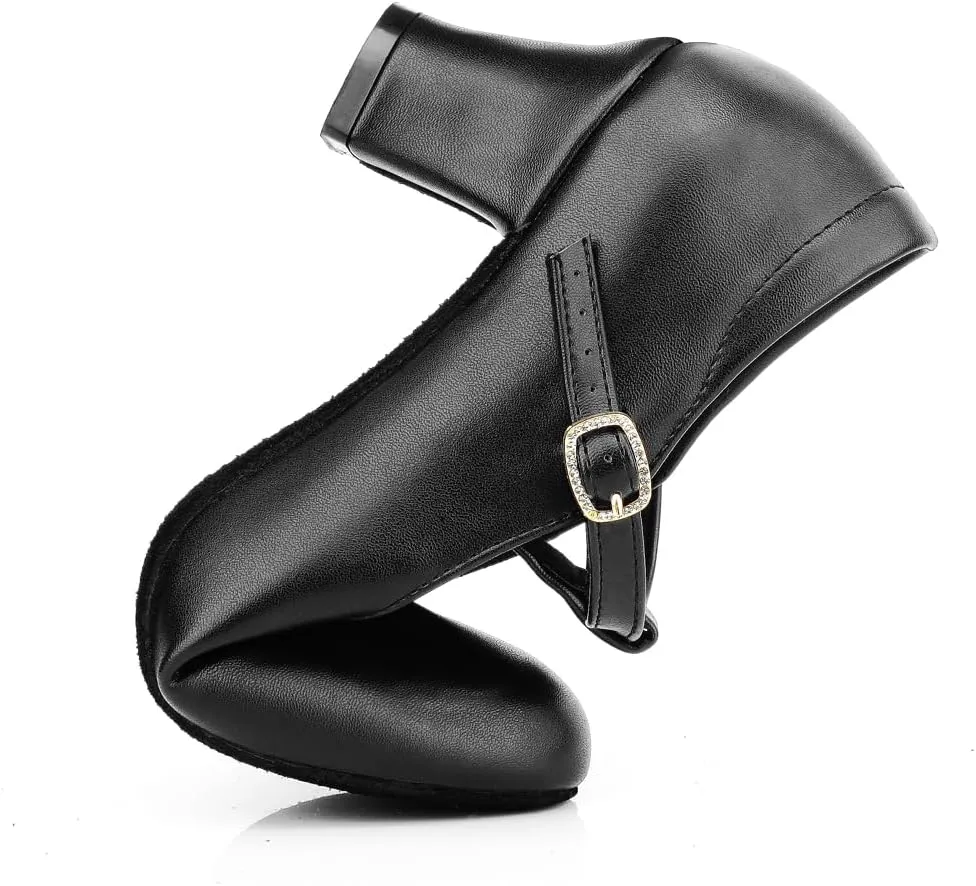 T-Strap Ballroom Dance Shoes Womens Salsa Character Pumps Dress Heels
