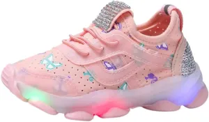 Toddler Boys Girls Light Up Shoes Lightweight Breathable Anti-Slip Led Flashing Sport Sneakers for Toddler Kids
