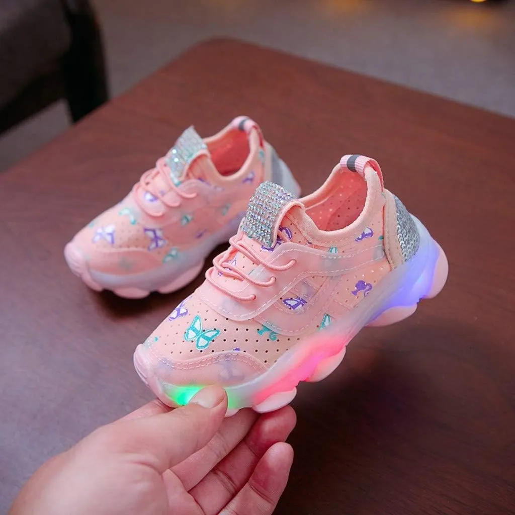Toddler Boys Girls Light Up Shoes Lightweight Breathable Anti-Slip Led Flashing Sport Sneakers for Toddler Kids