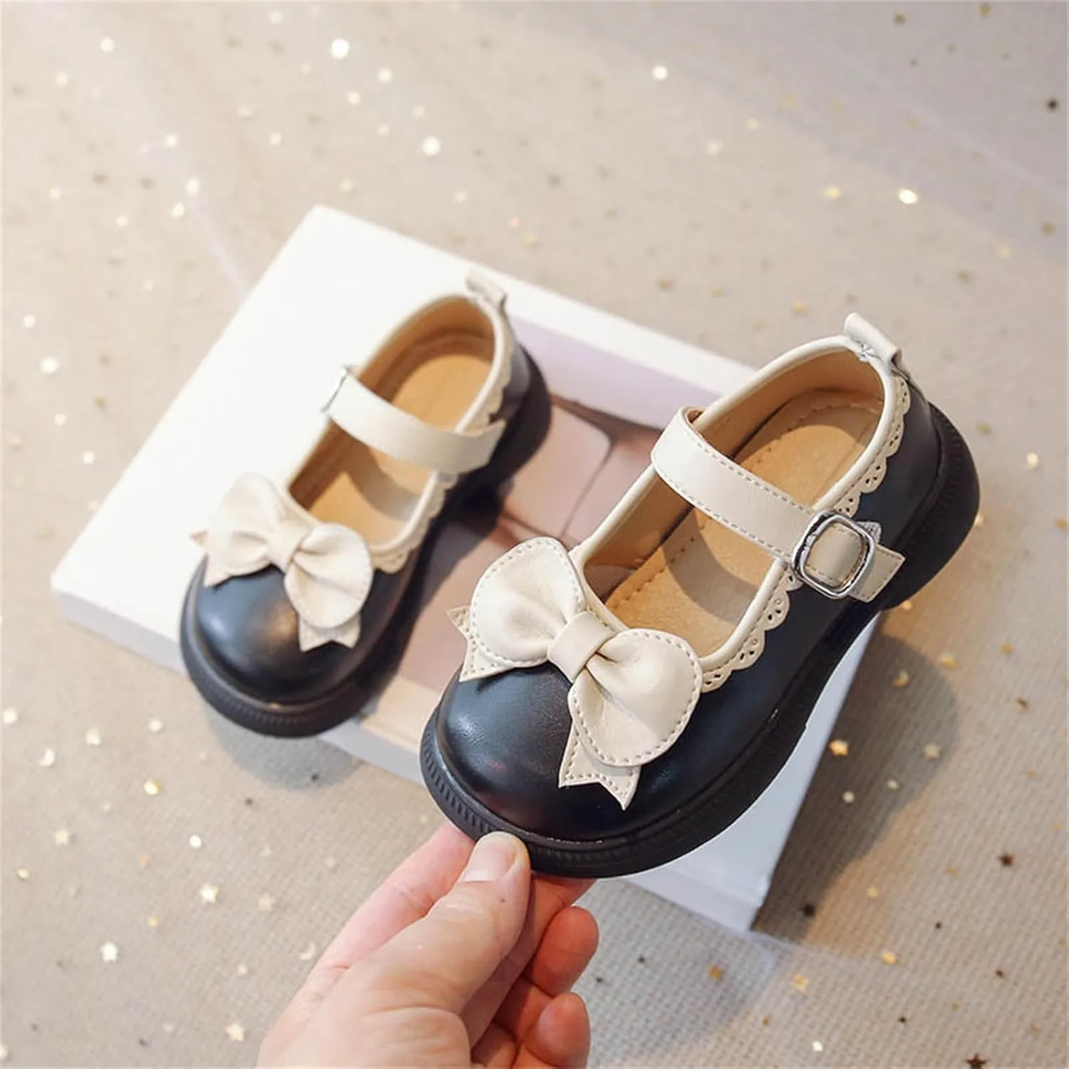 Toddler Flower Girl Bowknot Mary Jane Dress Shoes Cute School 𝗨niform Platform Kids Little Girls Slippers Size 9