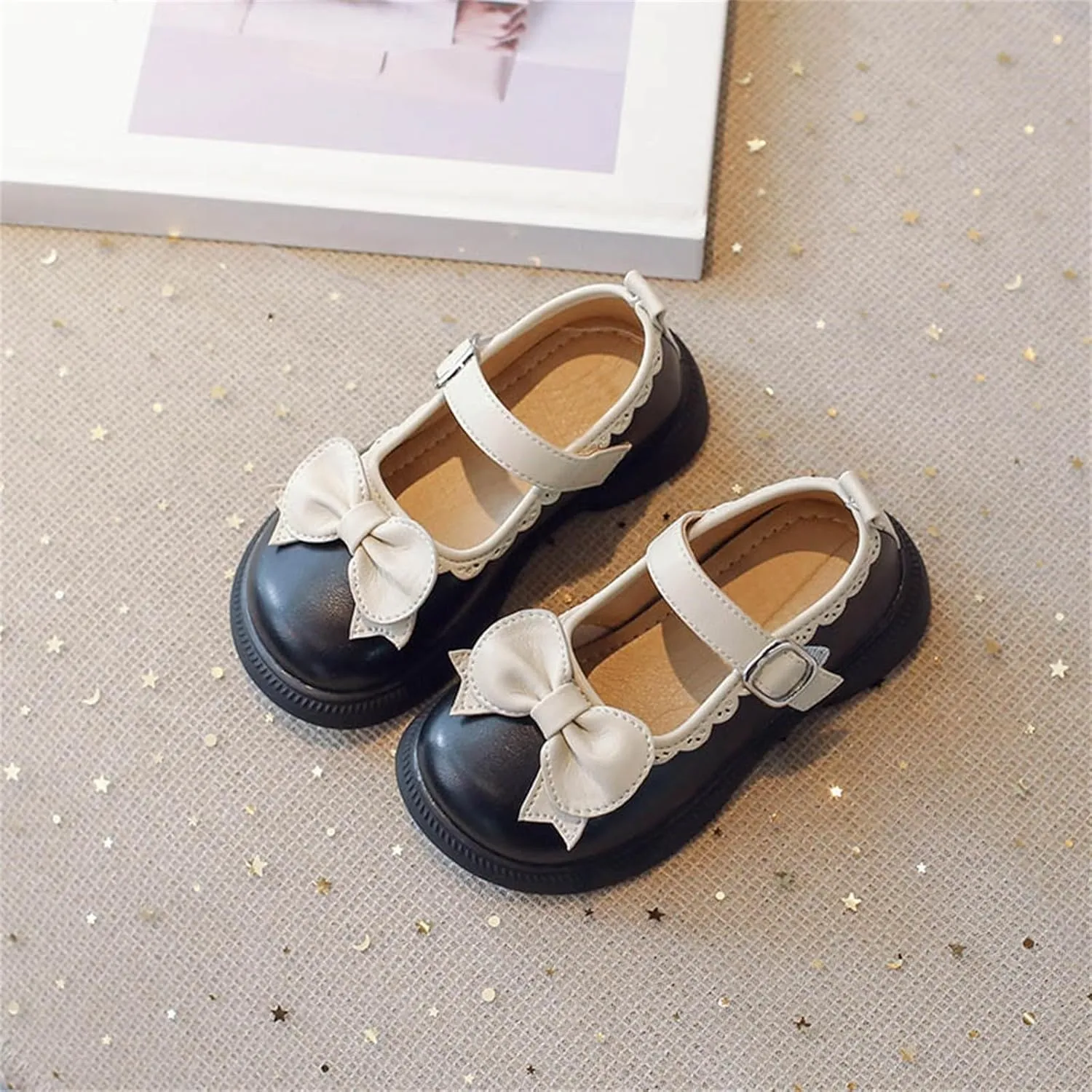 Toddler Flower Girl Bowknot Mary Jane Dress Shoes Cute School 𝗨niform Platform Kids Little Girls Slippers Size 9