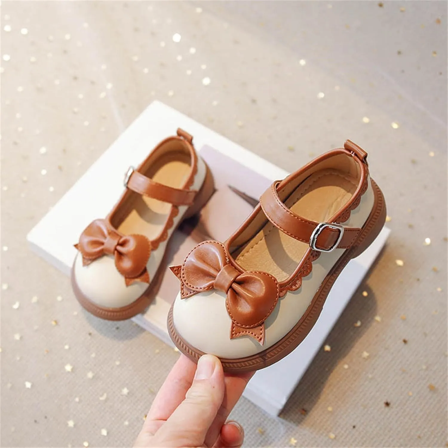 Toddler Flower Girl Bowknot Mary Jane Dress Shoes Cute School 𝗨niform Platform Kids Little Girls Slippers Size 9