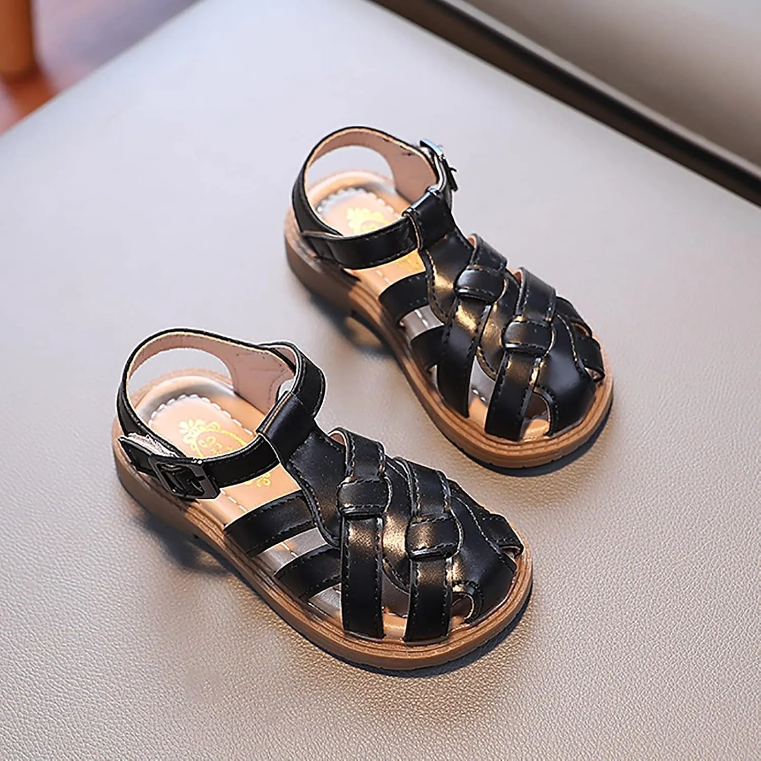 Toddler Girl Sandals Size 6 Girls Sandals Toddler Little Kid Closed Toe T Strap Flats Girls Sandals Size 9