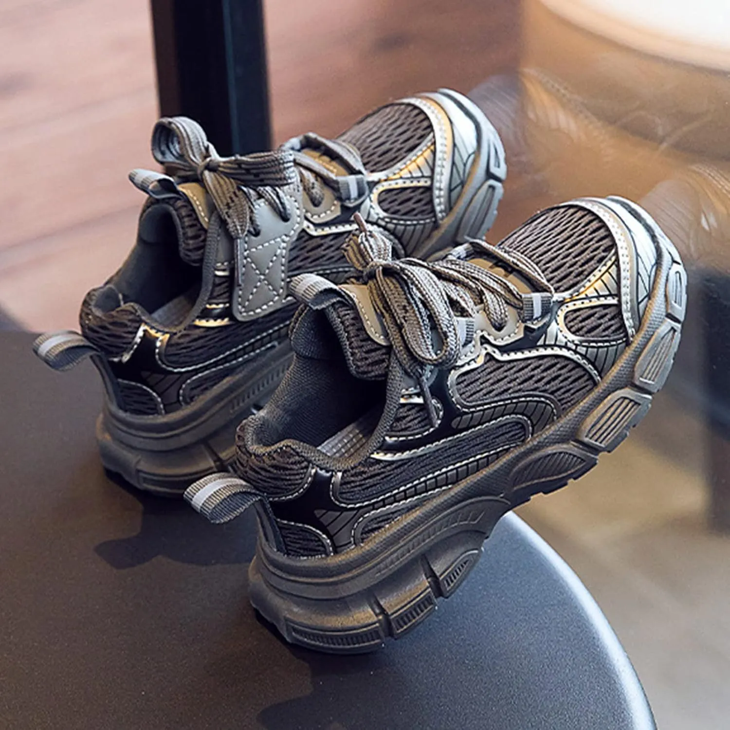 Toddler Shoes Boys Girls Tennis Shoes Kids Mesh Breathable Sneakers Non Slip Lace-up Running Athletic Sports Shoes