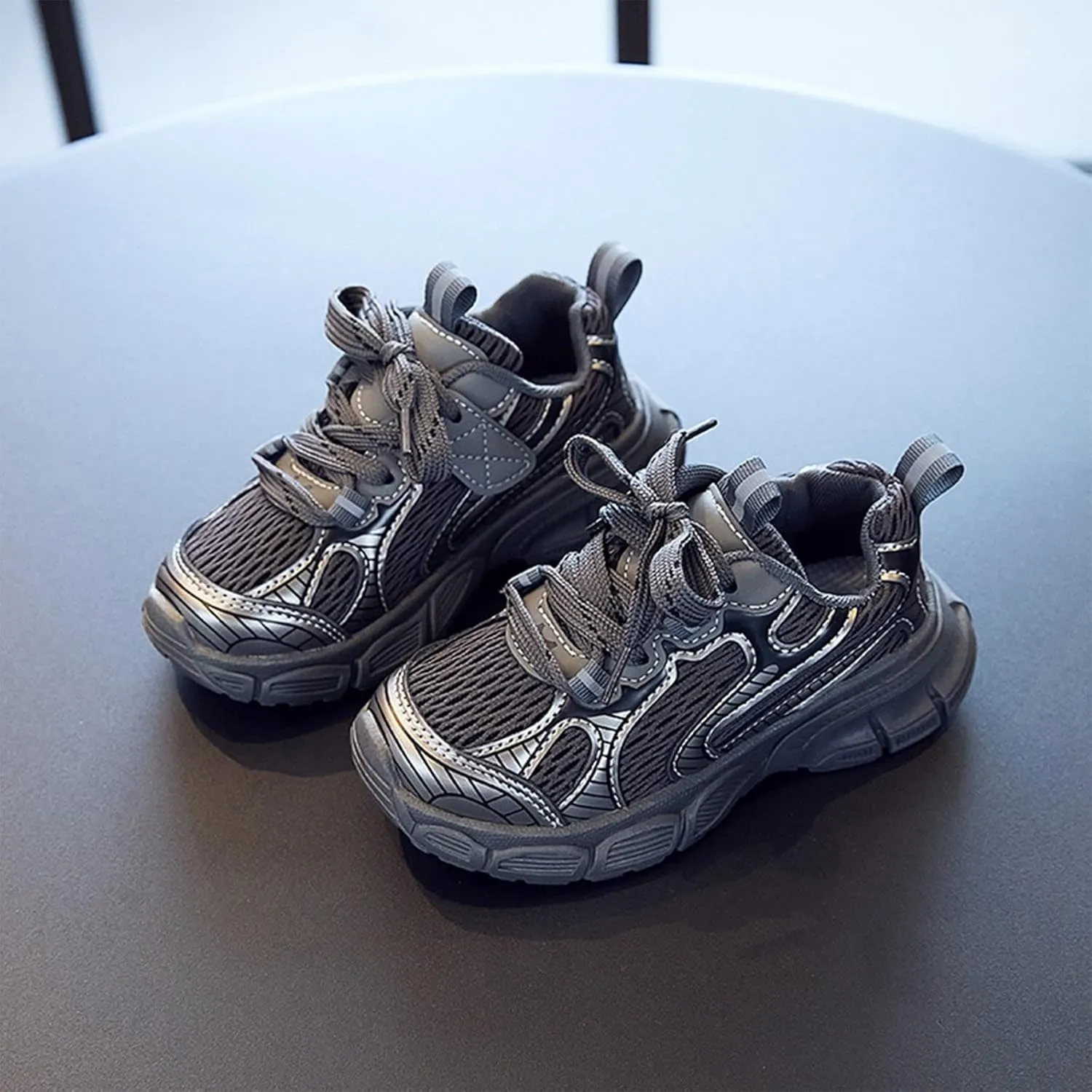 Toddler Shoes Boys Girls Tennis Shoes Kids Mesh Breathable Sneakers Non Slip Lace-up Running Athletic Sports Shoes