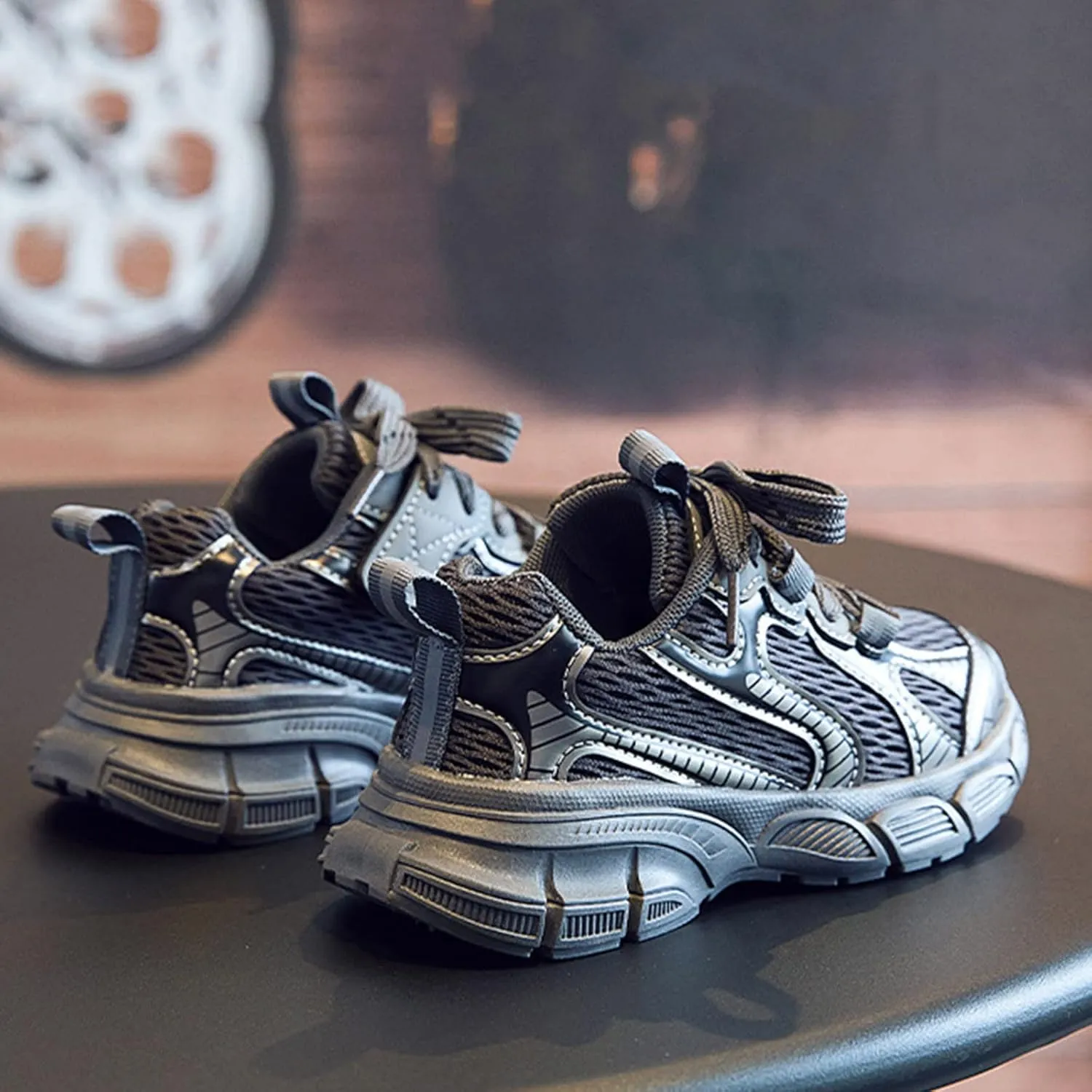 Toddler Shoes Boys Girls Tennis Shoes Kids Mesh Breathable Sneakers Non Slip Lace-up Running Athletic Sports Shoes