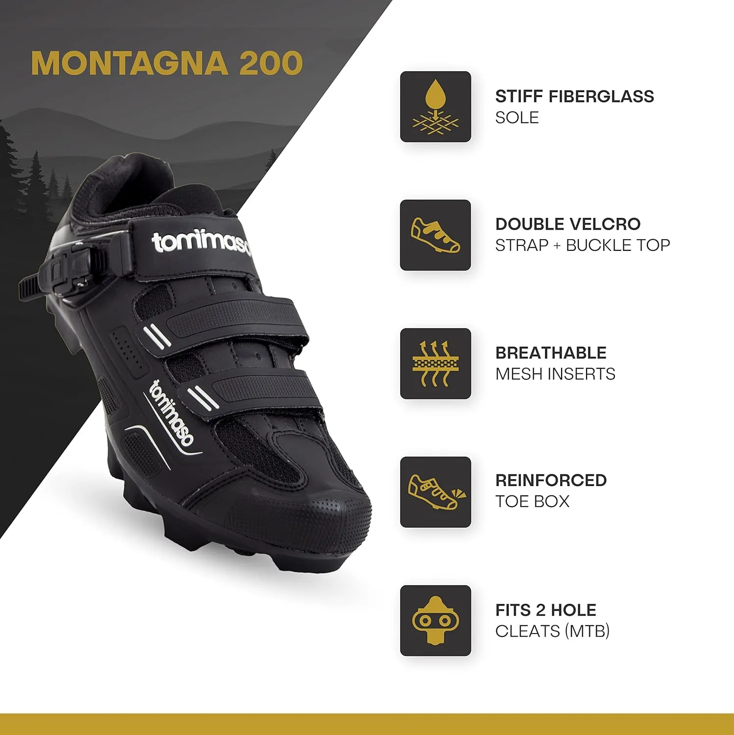 Tommaso Montagna Mens Mountain Biking Shoes—Indoor Cycling Shoes Men—Mountain Bike Shoes for SPD—Mountain Bike Shoes Men—SPD Cycling Shoes—Gravel Bike Shoes—No Cleats Installed.