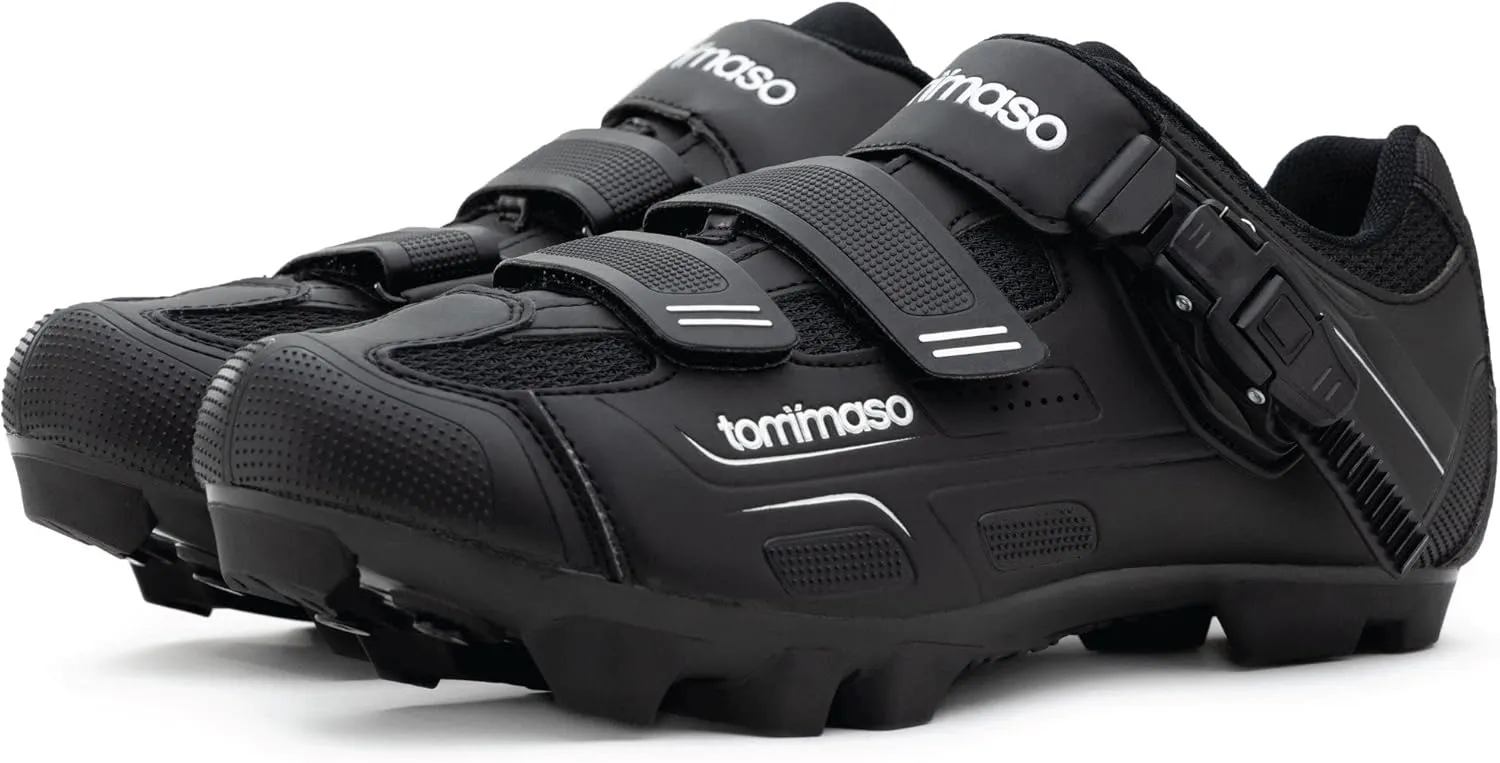 Tommaso Montagna Mens Mountain Biking Shoes—Indoor Cycling Shoes Men—Mountain Bike Shoes for SPD—Mountain Bike Shoes Men—SPD Cycling Shoes—Gravel Bike Shoes—No Cleats Installed.