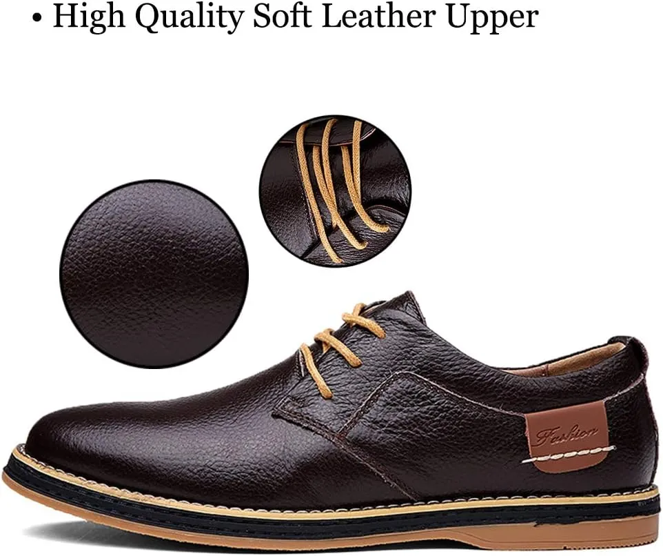 TSIODFO Men's Dress Shoes Black Brown Genuine Cow Leather Oxfords Business Casual Shoes