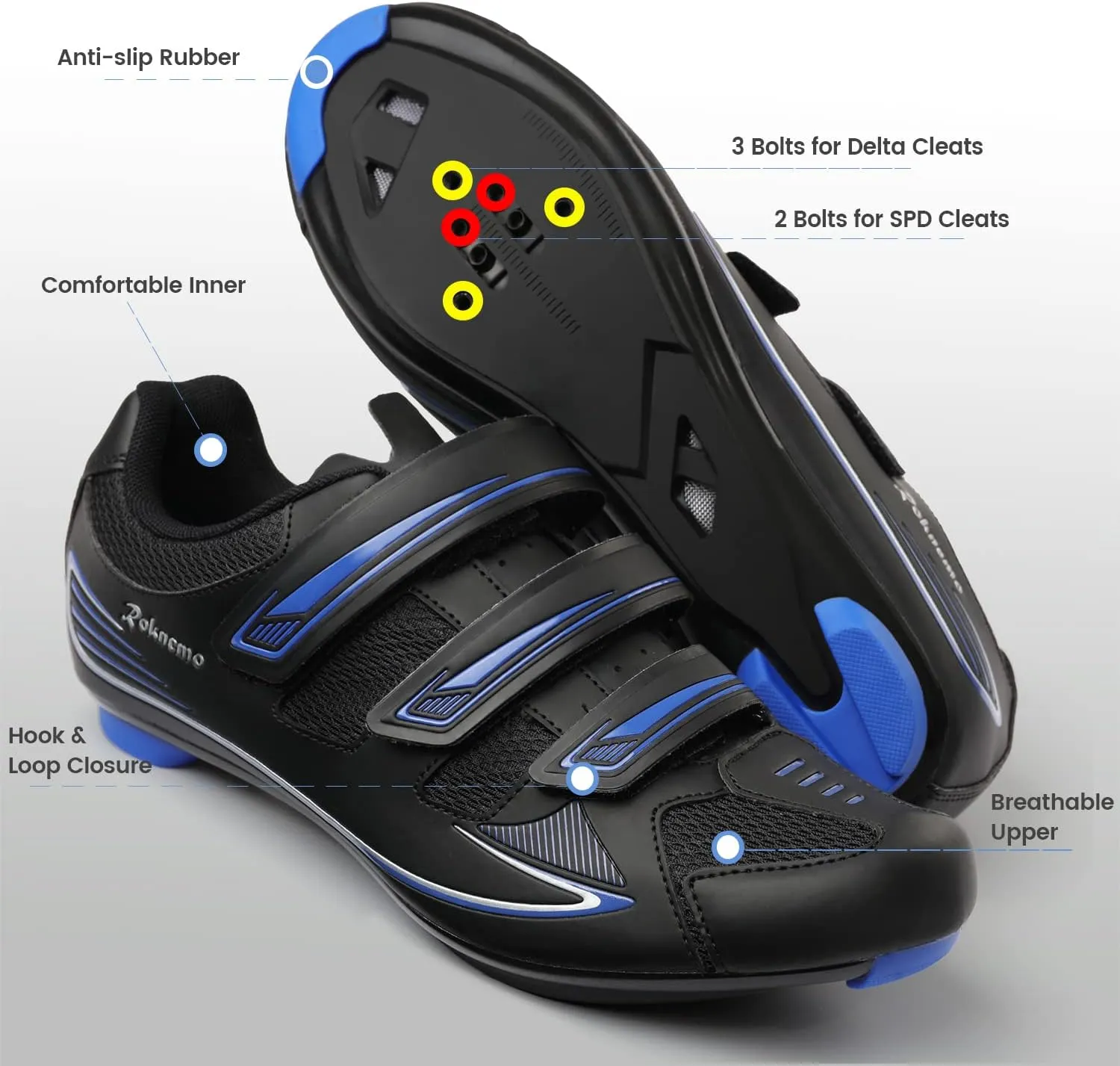 Unisex Cycling Shoes with Look Delta Cleats - Peloton Compatible Spin Shoes with SPD Clips - Indoor Shimano Road Bike for Men Women