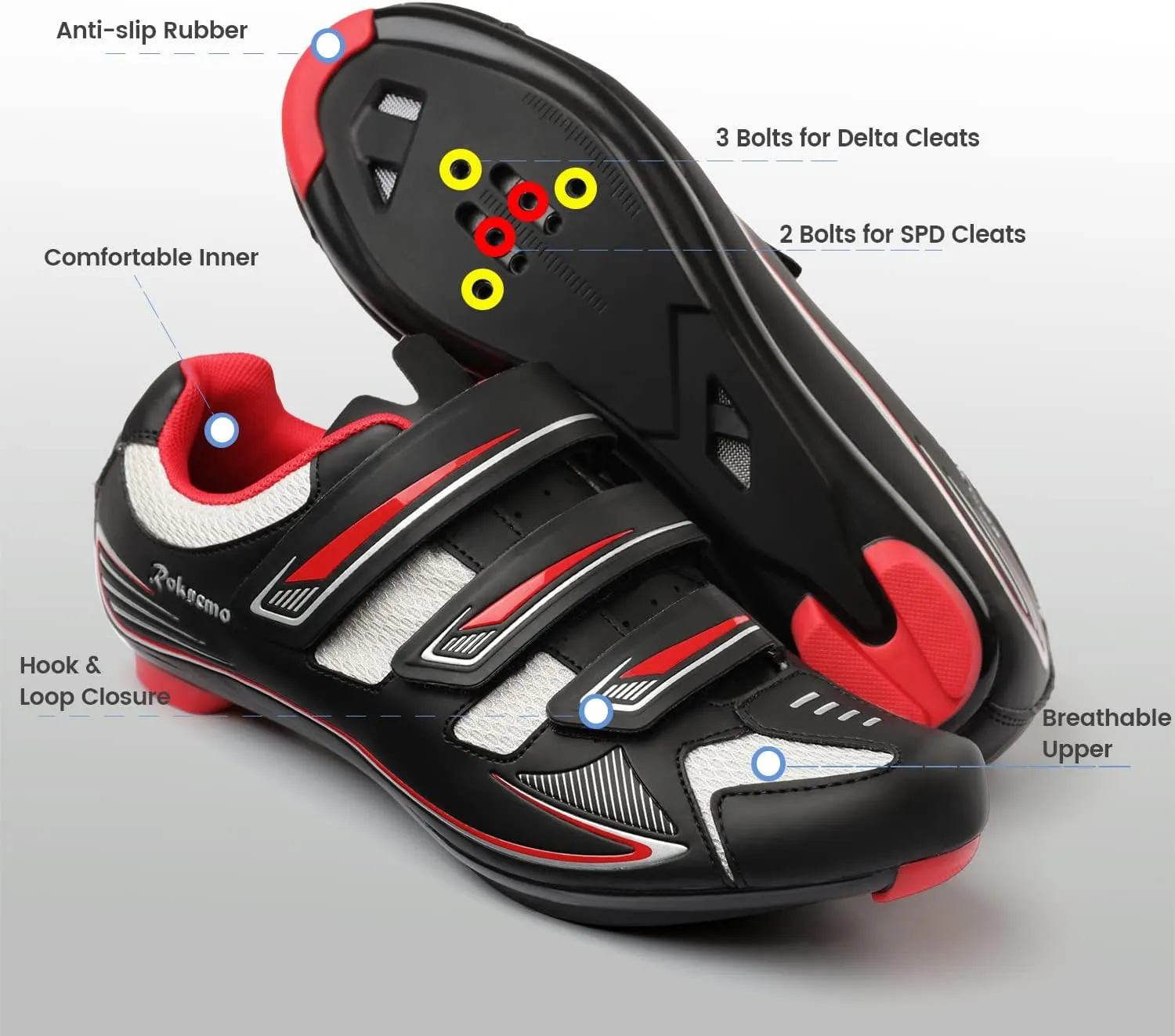 Unisex Cycling Shoes with Look Delta Cleats - Peloton Compatible Spin Shoes with SPD Clips - Indoor Shimano Road Bike for Men Women