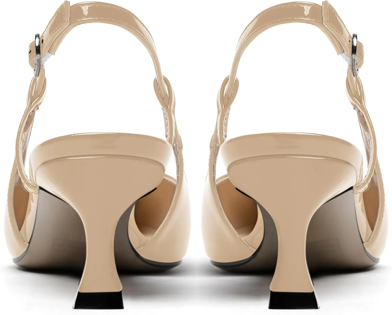 WAYDERNS Women's Slingback Kitten Heels Low Heel Pointed Toe Patent Leather Pumps Comfortable Wedding Shopping Work 2 Inch Dress Shoes