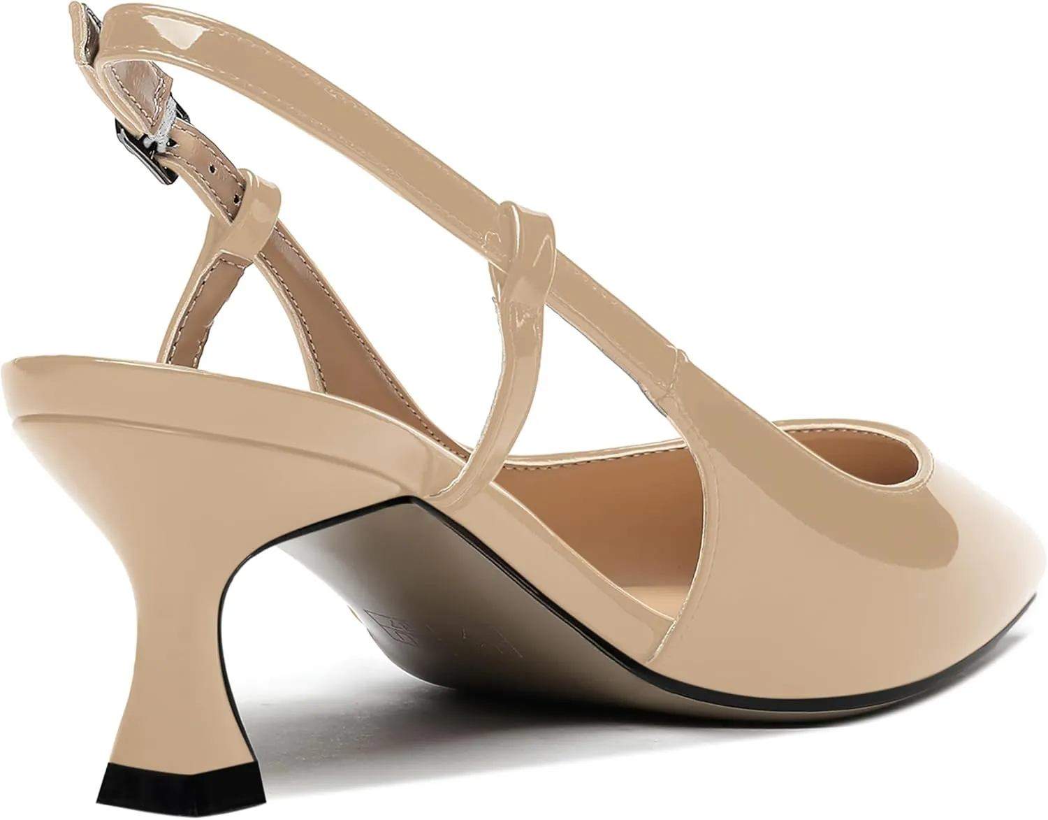 WAYDERNS Women's Slingback Kitten Heels Low Heel Pointed Toe Patent Leather Pumps Comfortable Wedding Shopping Work 2 Inch Dress Shoes