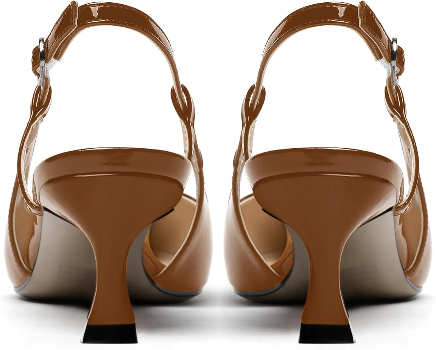 WAYDERNS Women's Slingback Kitten Heels Low Heel Pointed Toe Patent Leather Pumps Comfortable Wedding Shopping Work 2 Inch Dress Shoes