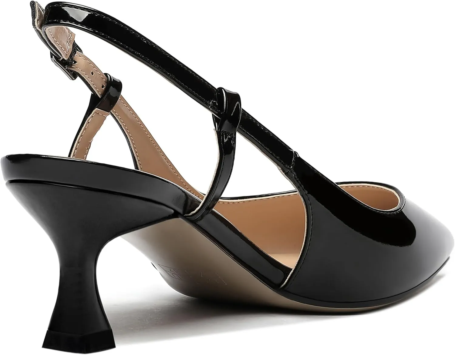 WAYDERNS Women's Slingback Kitten Heels Low Heel Pointed Toe Patent Leather Pumps Comfortable Wedding Shopping Work 2 Inch Dress Shoes