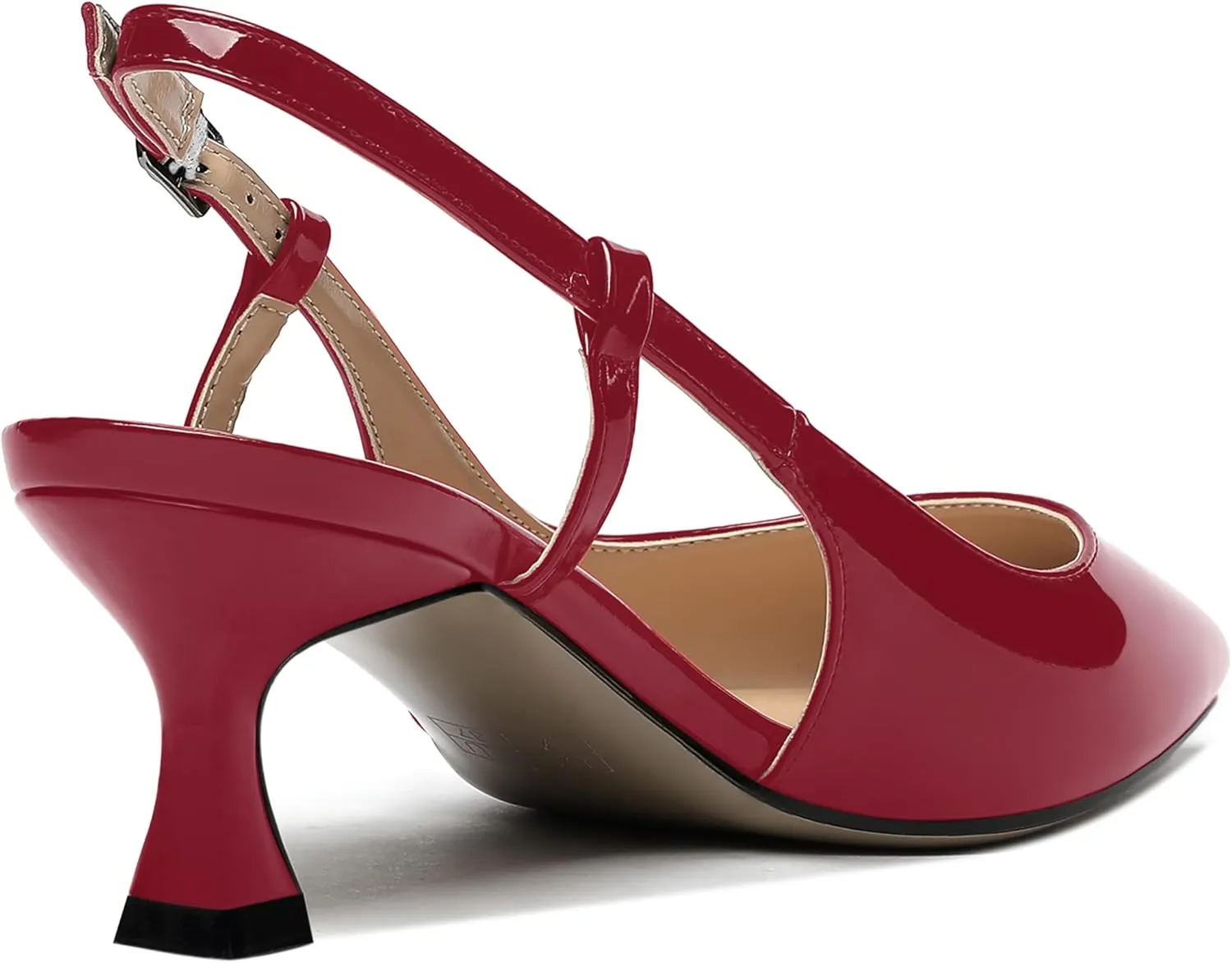 WAYDERNS Women's Slingback Kitten Heels Low Heel Pointed Toe Patent Leather Pumps Comfortable Wedding Shopping Work 2 Inch Dress Shoes