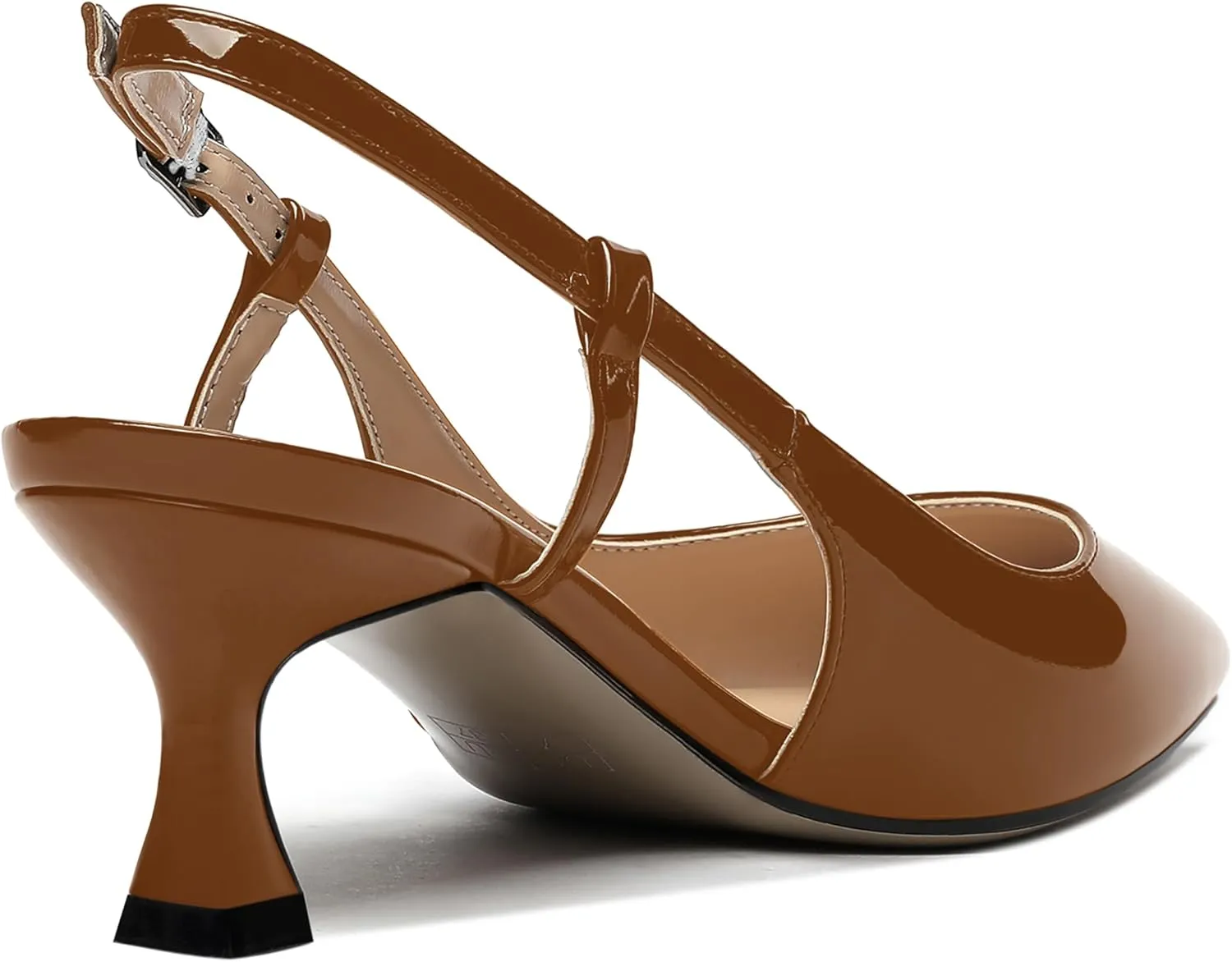 WAYDERNS Women's Slingback Kitten Heels Low Heel Pointed Toe Patent Leather Pumps Comfortable Wedding Shopping Work 2 Inch Dress Shoes