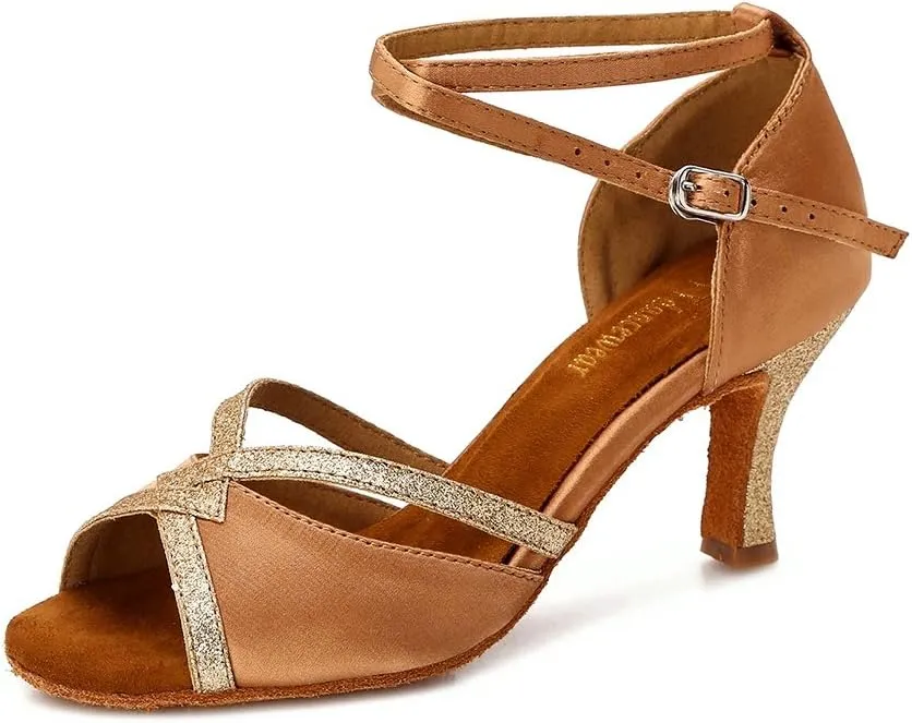 Women Ballroom Dance Shoes Latin Salsa Bachata Performance Sparkly Dance Dancing Shoes