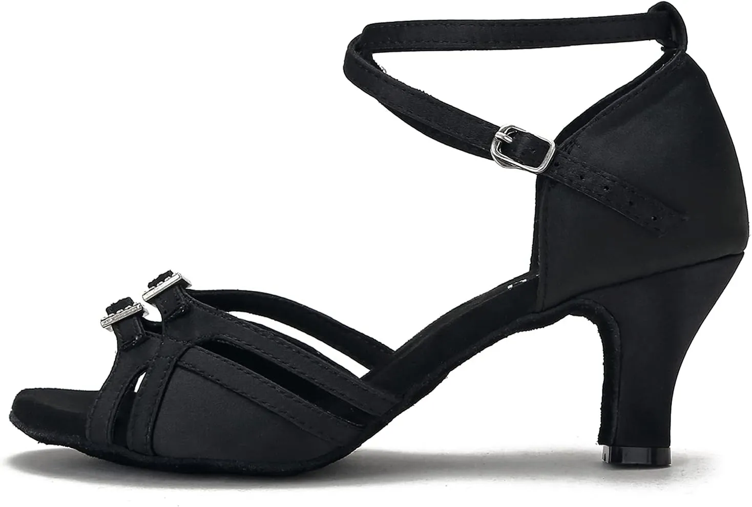 Women's Ballroom Dance Shoes Latin Salsa Dancing Shoes Adjustable Toe Width 1.5 2.5 Inch Heel ZB11