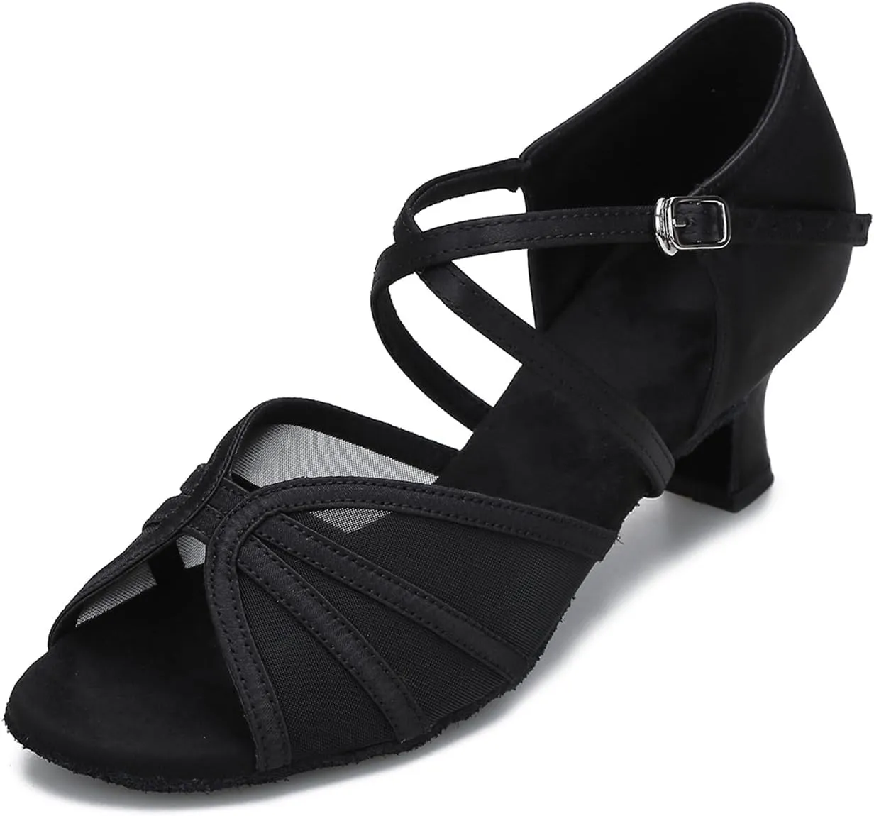 Women's Ballroom Dance Shoes Latin Salsa Dancing Shoes Cross Strap 2.5inch Heel 3inch Heel ZB04