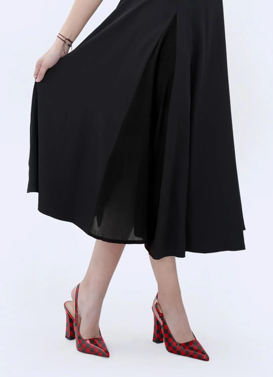 Women's Block high Heels Slingback, Pointed Closed Toe Ankle Strap Fashioned Patent Leather Pumps Shoes.