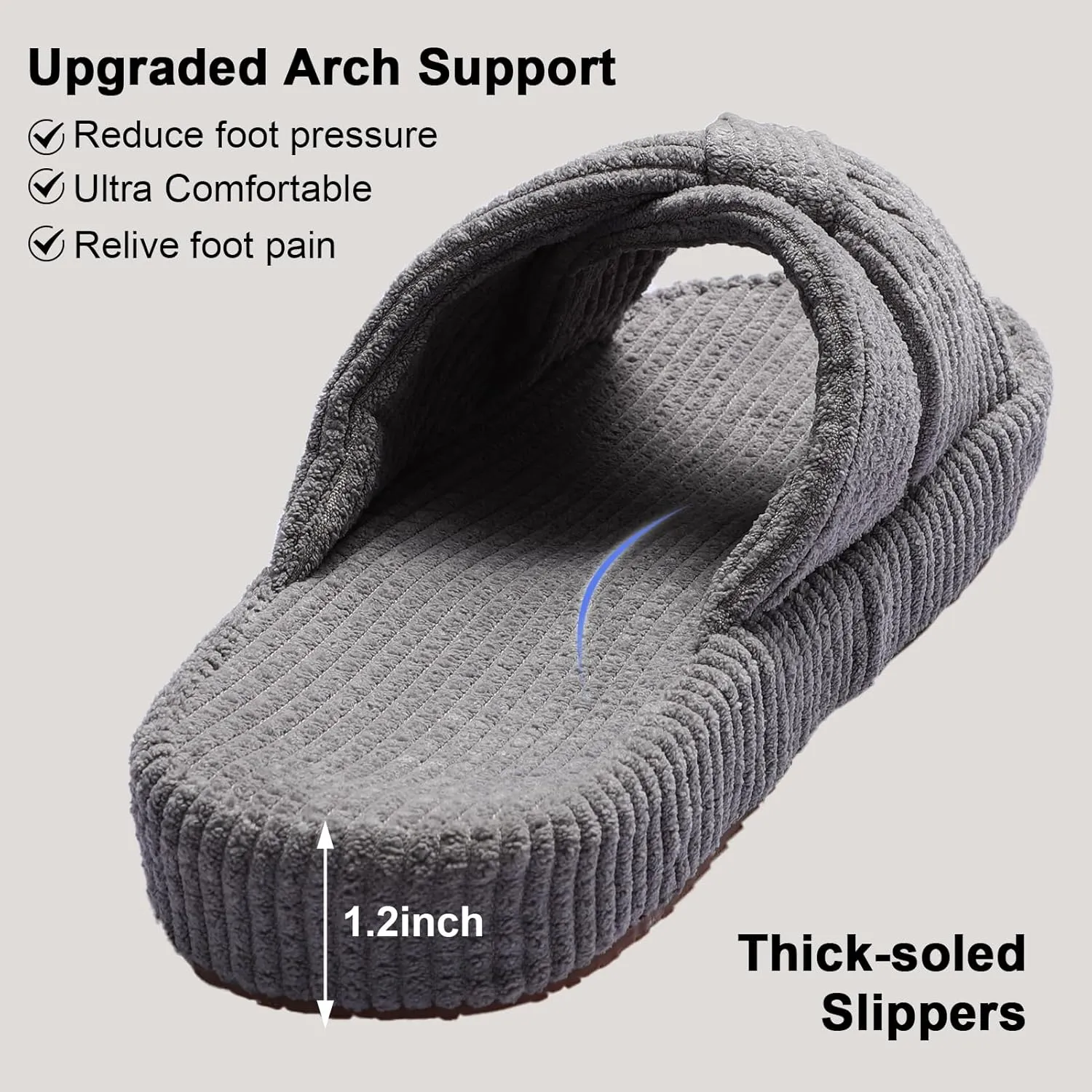 Women's Bow Cross Band Slippers Memory Foam House Bedroom Corduroy Slide Slipper Shoes Open Toe