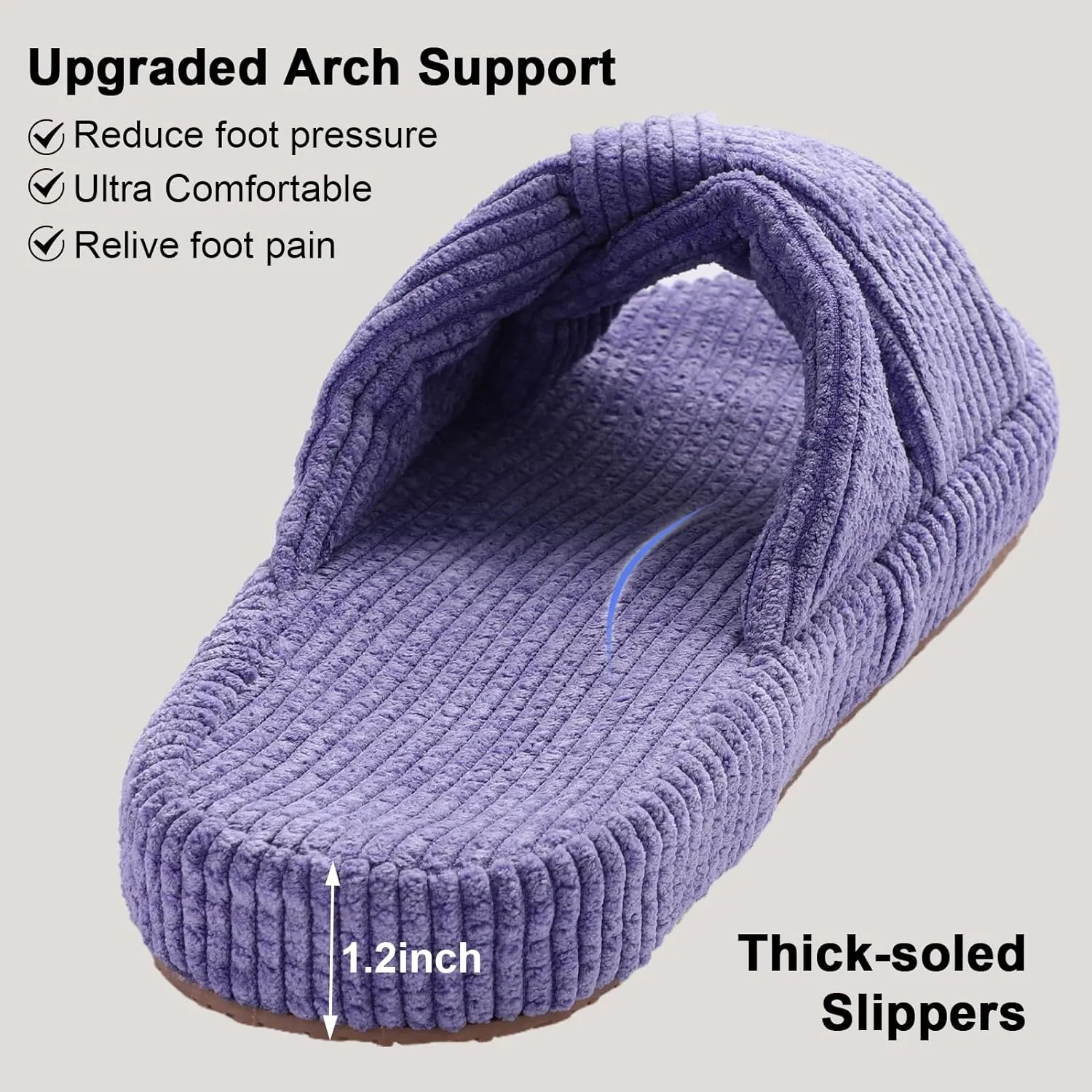 Women's Bow Cross Band Slippers Memory Foam House Bedroom Corduroy Slide Slipper Shoes Open Toe