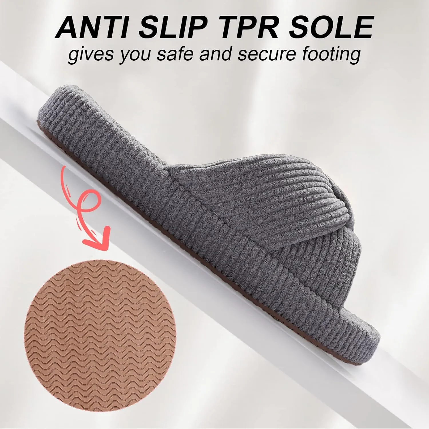 Women's Bow Cross Band Slippers Memory Foam House Bedroom Corduroy Slide Slipper Shoes Open Toe