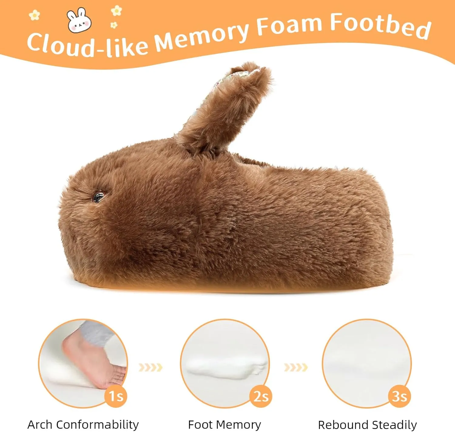 Womens Bunny Cute Animal Slippers Adult House Fuzzy Easter Rabbit Ladies Memory Foam Comfy Fluffy Indoor Outdoor Slippers