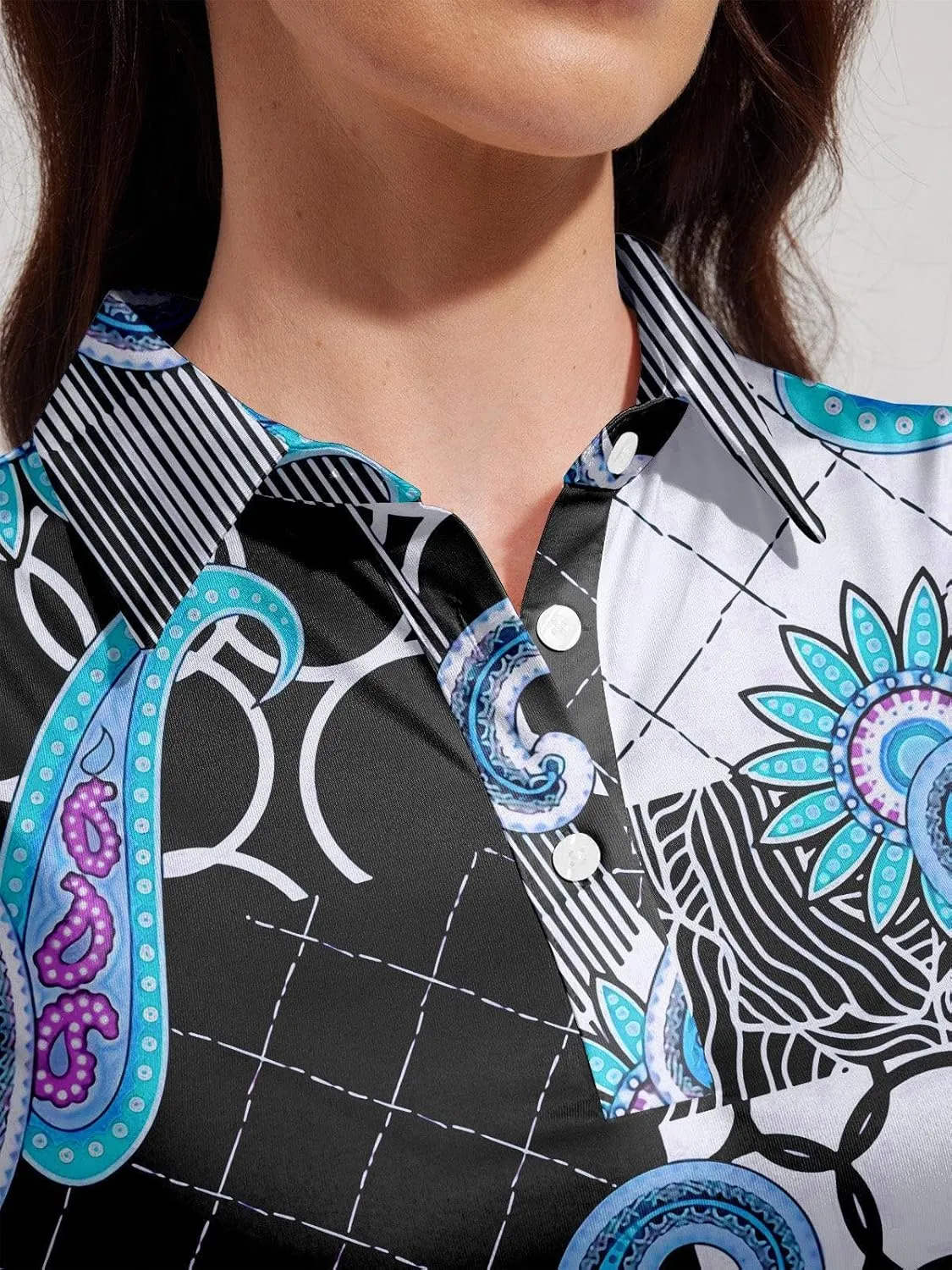 Women's Golf Shirts Sleeveless Collared Shirt for Women Quick Dry Button Up Tennis T-Shirt Printed Workout Tank Tops