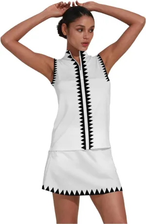 Women's Golf Shirts Sleeveless Printed Polo Shirt for Women Quick Dry Quarter Zip Stand Collar Tee Shirt Workout Top