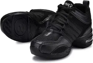 Women's Jazz Shoes Lace-up SneakersMesh Slip Thick Soled Jazz Dance Shoes Cushion Lady Girls Modern Breathable Air Cushion Split Sole Athletic Walking Dance Shoes