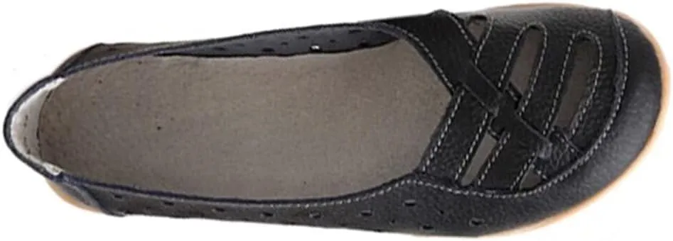 Women's Leather Loafers Flats Sandals Slip-On